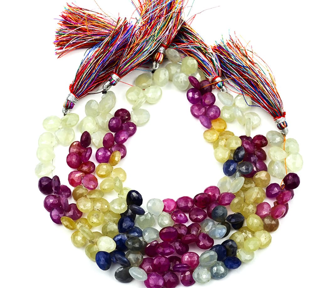 Natural Multi Umba Sapphire 8mm Faceted Heart, additional view