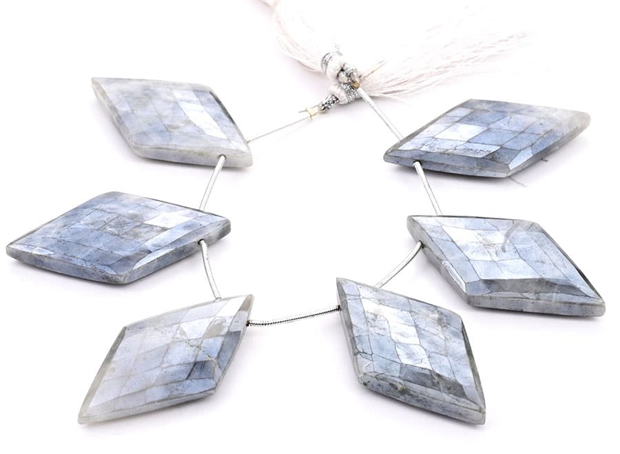 Gray Silverite 24x44mm Faceted Diamond Cut, additional view