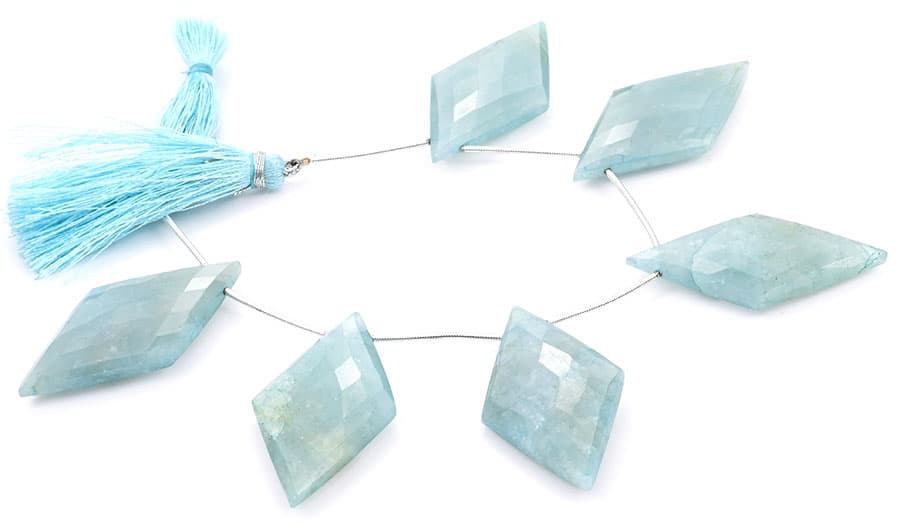 Milky Aquamarine 24x44mm Faceted Diamond Cut, additional view