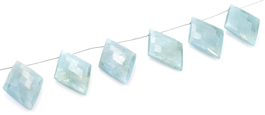 Milky Aquamarine 24x44mm Faceted Diamond Cut, additional view