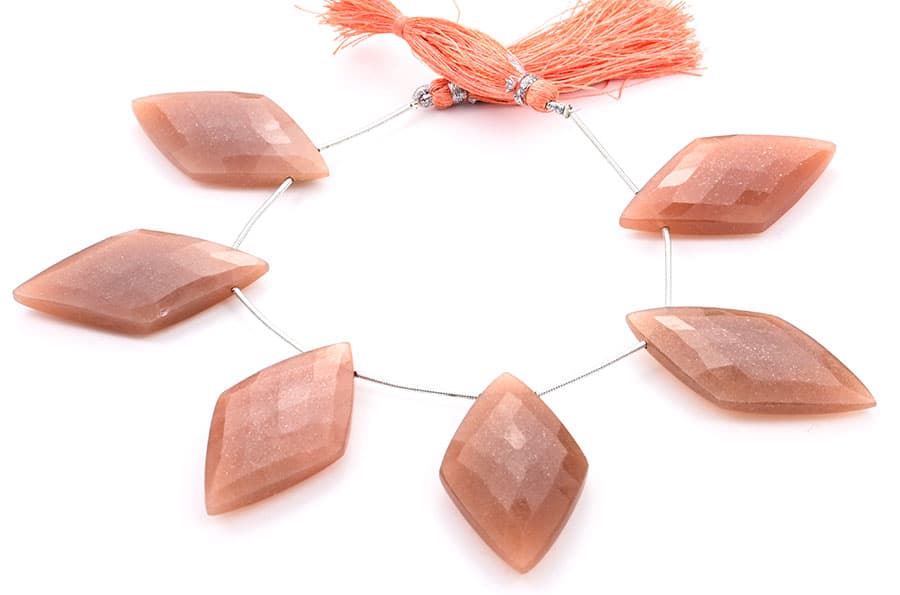 Peach Moonstone 24x44mm Faceted Diamond Cut, additional view