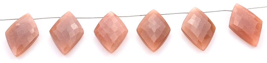Peach Moonstone 24x44mm Faceted Diamond Cut, additional view