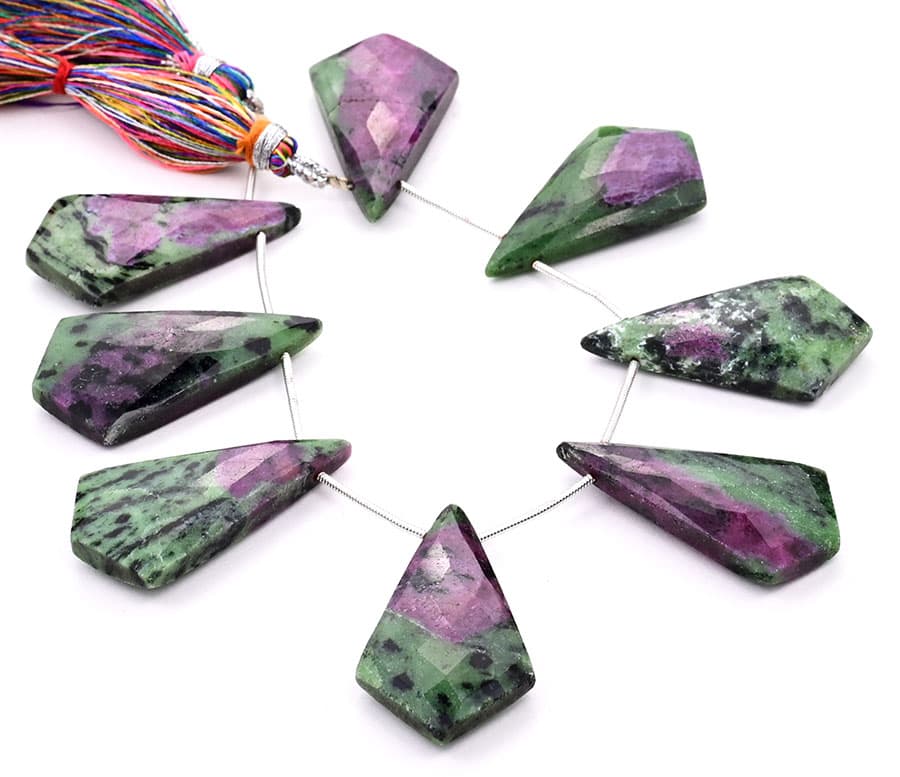 Ruby-Ziosite 20x37mm Faceted Kite shape, additional view