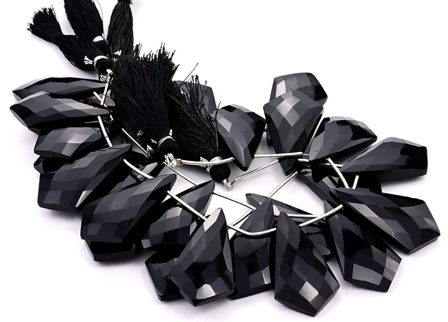 Black Onyx 20x37mm Faceted Kite shape, additional view