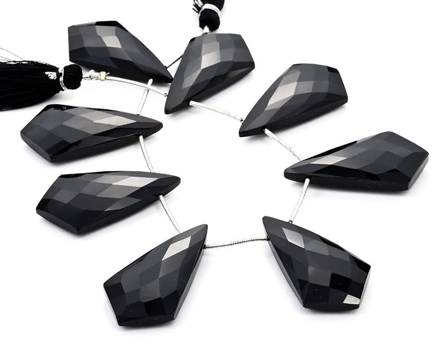 Black Onyx 20x37mm Faceted Kite shape, additional view