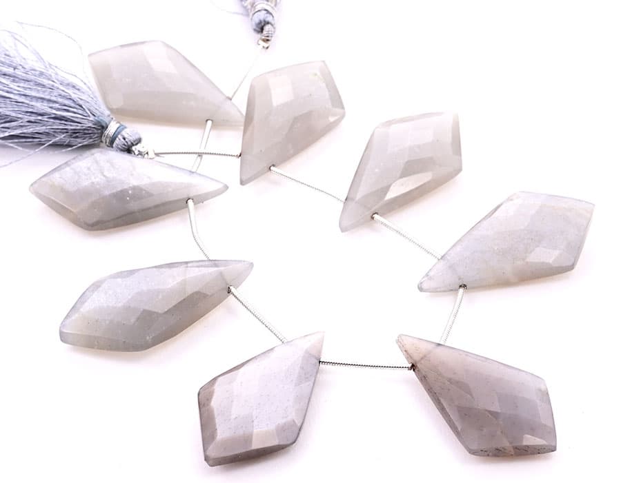 Gray Moonstone 20x37mm Faceted Kite shape, additional view