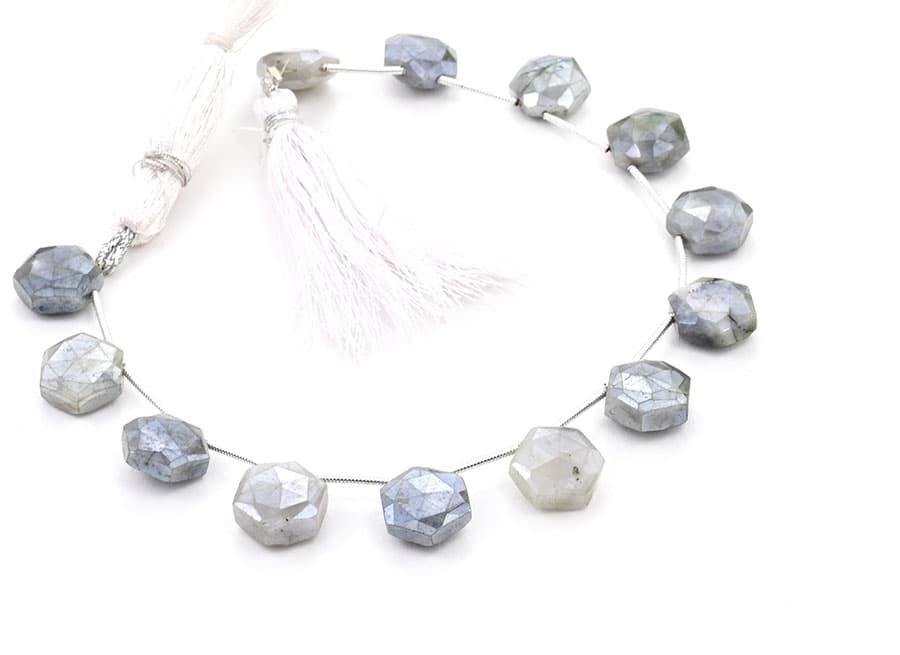 Gray Silverite 11mm Faceted Haxagon, additional view
