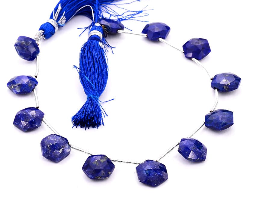 Lapis Lazuli 11mm Faceted Haxagon, additional view