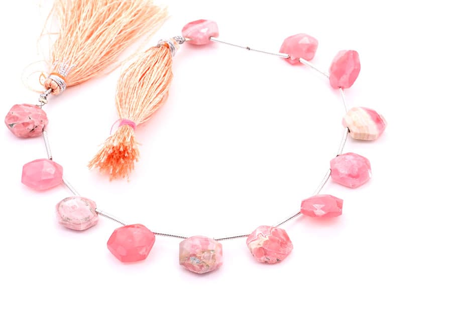 Rhodochrosite 11mm Faceted Haxagon, additional view