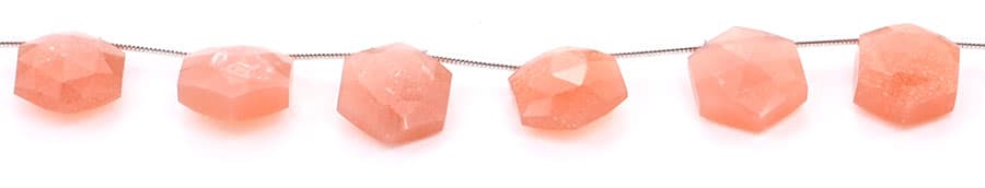 Peach Moonstone 11mm Faceted Haxagon, additional view
