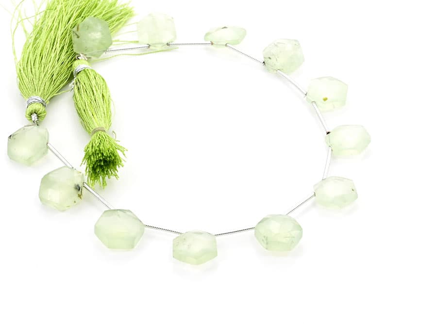 Prehnite 11mm Faceted Haxagon, additional view