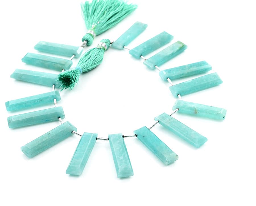 Amazonite 7x28mm Faceted Rectangle, additional view