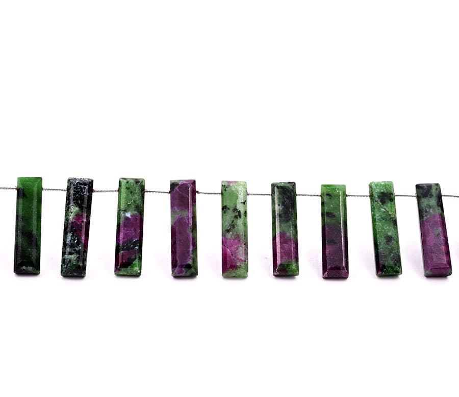 Ruby-Ziosite 7x28mm Faceted Rectangle, additional view