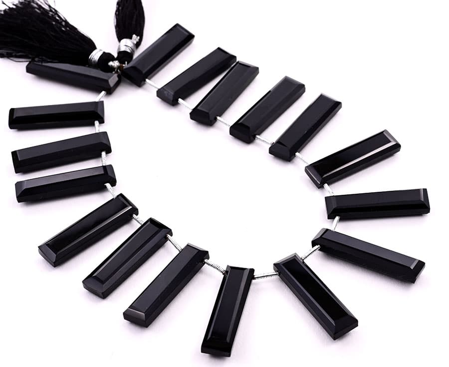 Black Onyx 7x28mm Faceted Rectangle, additional view