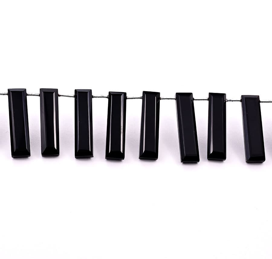 Black Onyx 7x28mm Faceted Rectangle, additional view