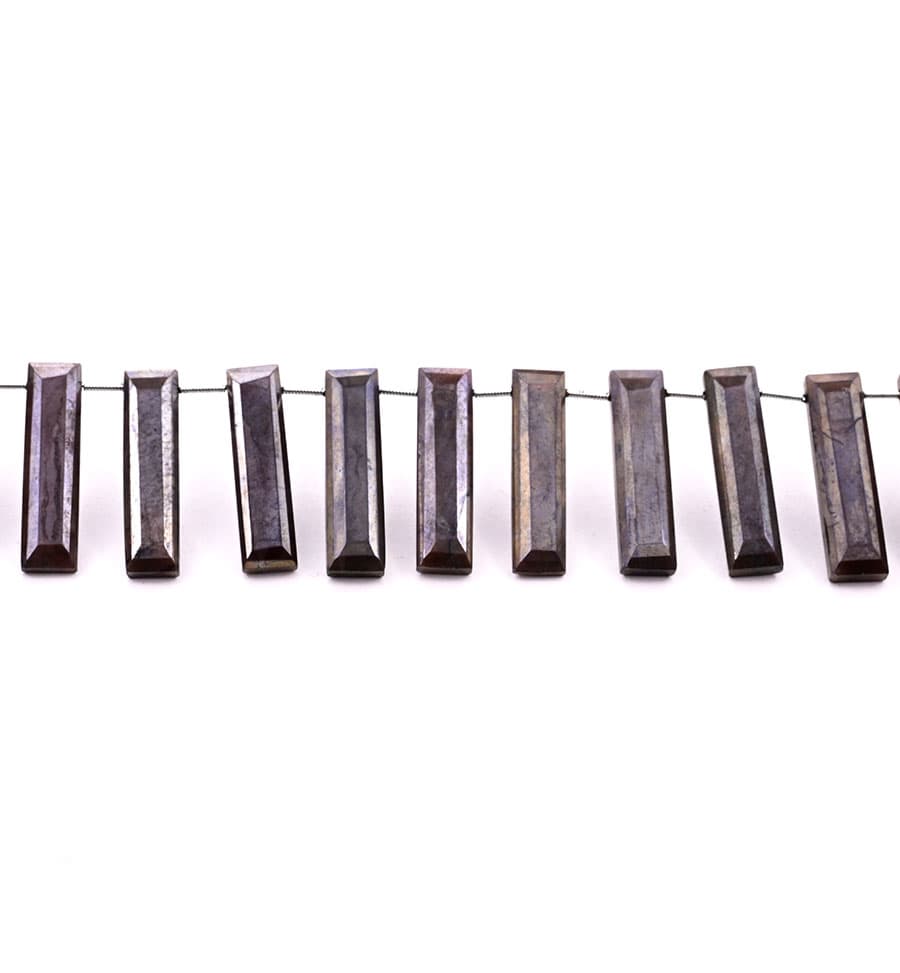 Brown Silverite 7x28mm Faceted Rectangle, additional view