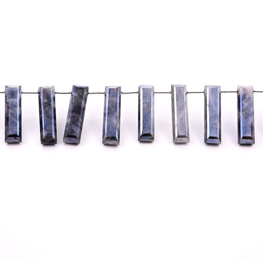 Gray Silverite 7x28mm Faceted Rectangle, additional view