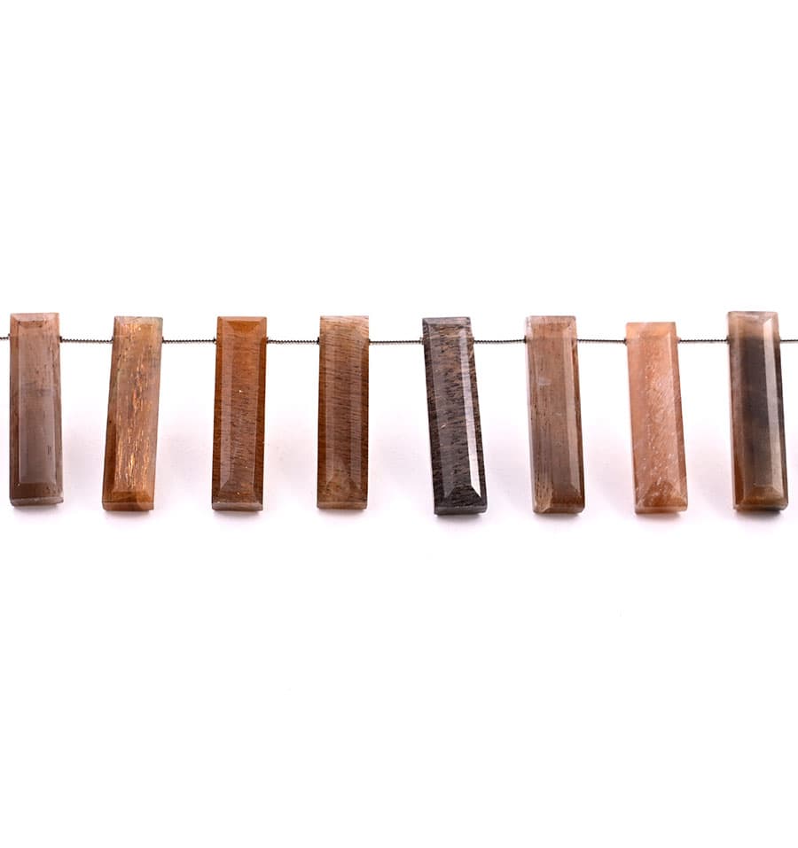 Golden Shine Moonstone 7x28mm Faceted Rectangle, additional view