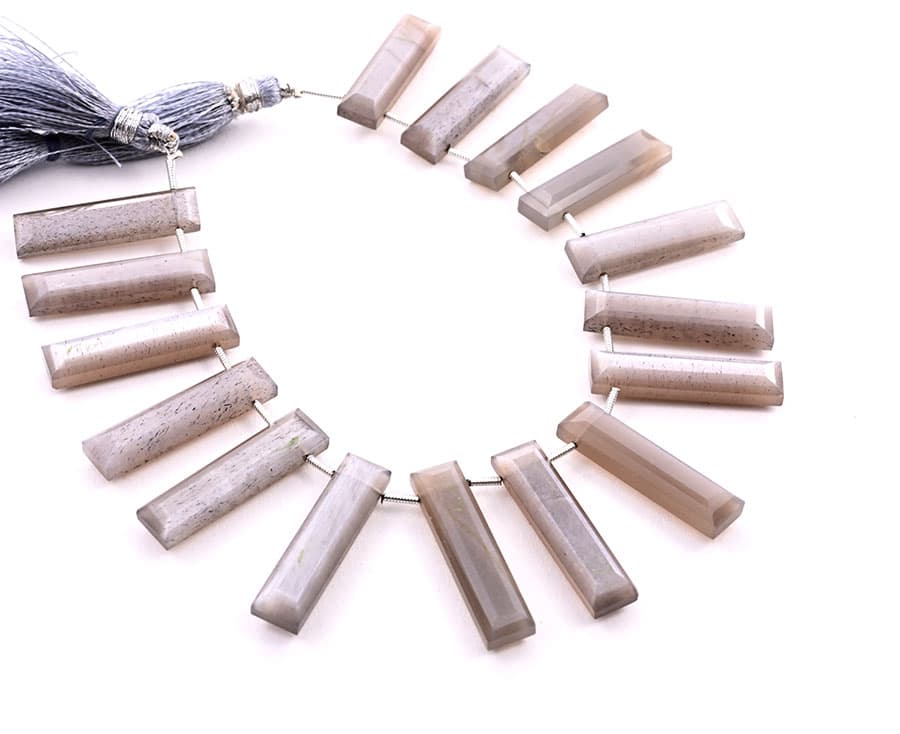 Gray Moonstone 7x28mm Faceted Rectangle, additional view