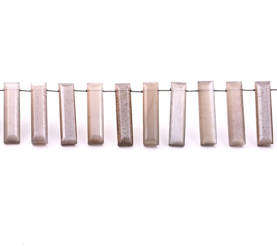 Gray Moonstone 7x28mm Faceted Rectangle, additional view