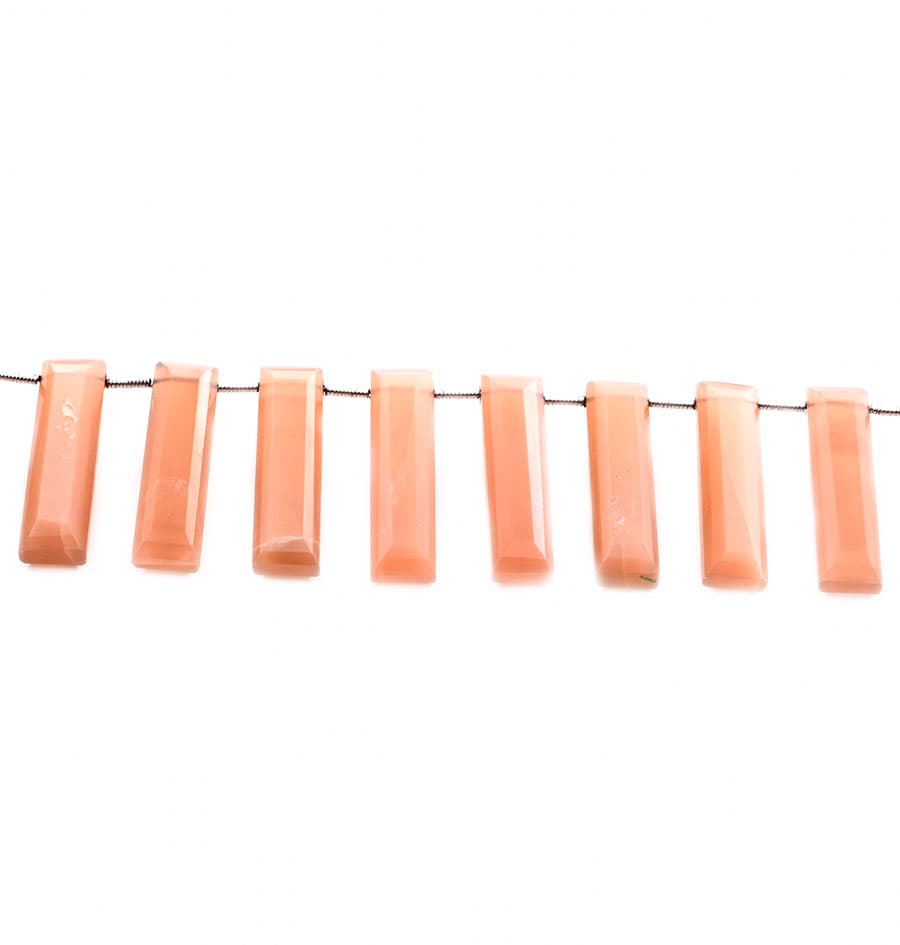Peach Moonstone 7x28mm Faceted Rectangle, additional view