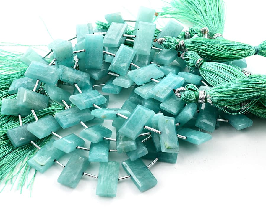 Amazonite 8x16mm Faceted Rectangle Center Drill, additional view