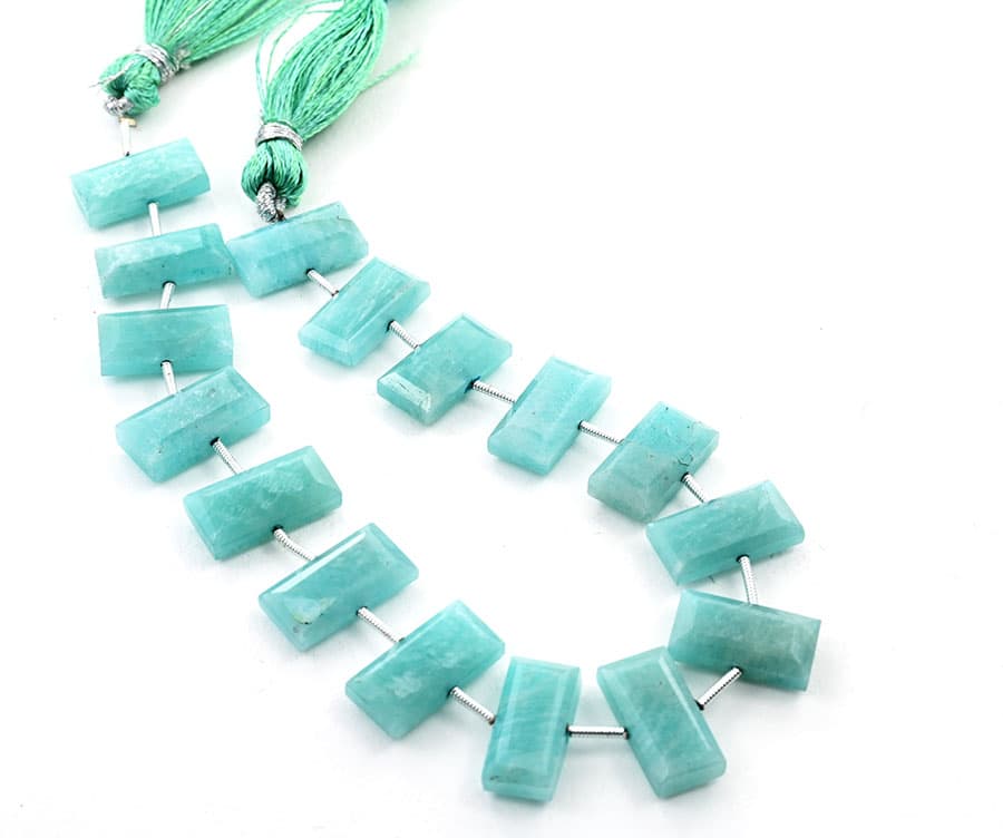 Amazonite 8x16mm Faceted Rectangle Center Drill, additional view