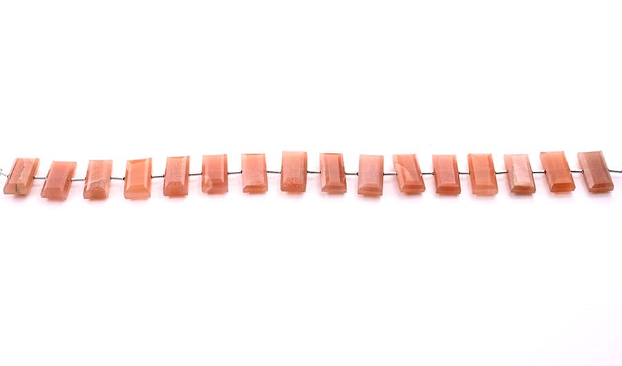 Peach Moonstone 8x16mm Faceted Rectangle Center Drill, additional view