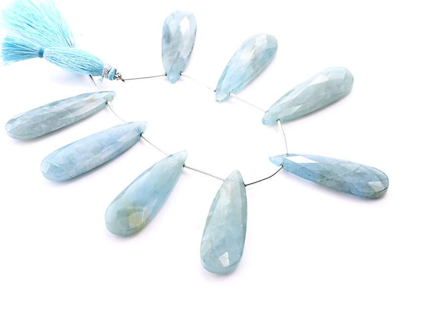 Milky Aquamarine 15x45mm Faceted Pear, additional view
