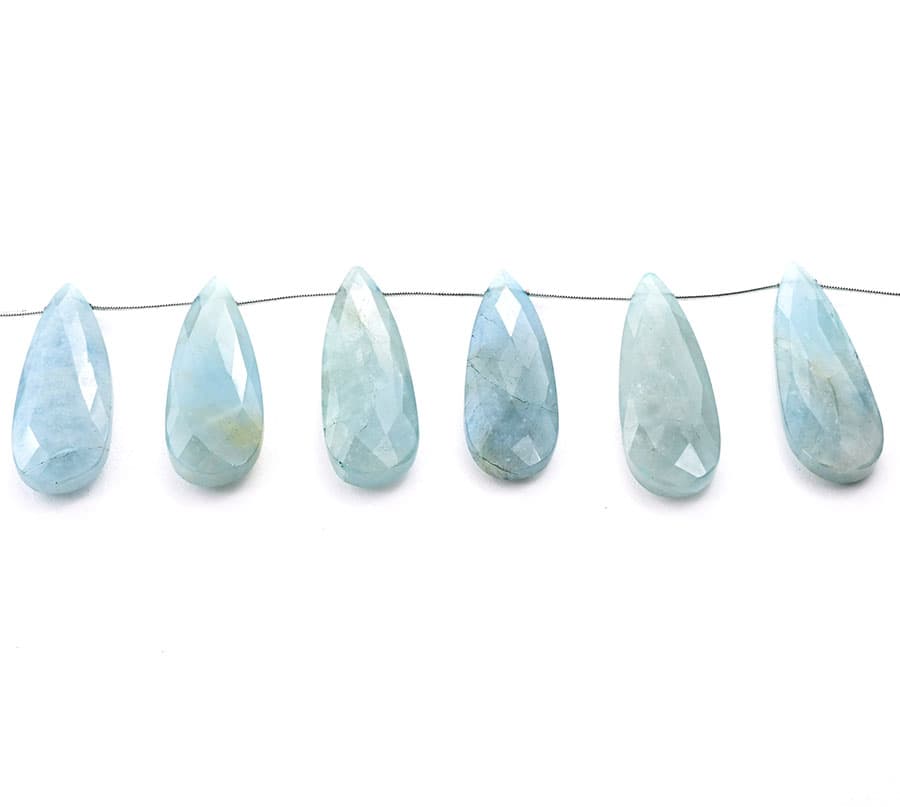 Milky Aquamarine 15x45mm Faceted Pear, additional view