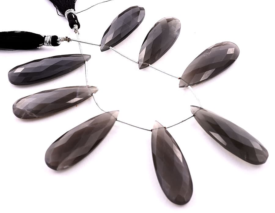 Gray Moonstone 15x45mm Faceted Pear, additional view