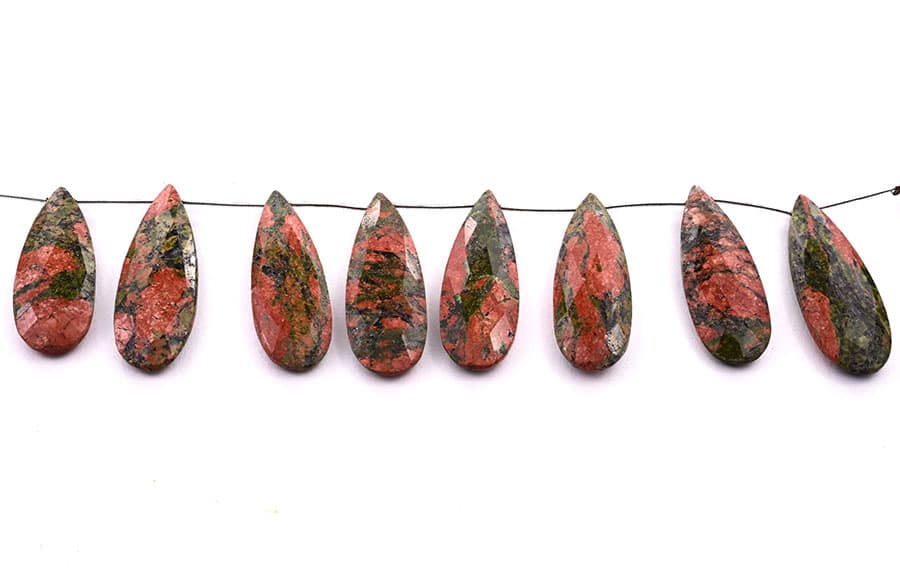 Unakite 15x45mm Faceted Pear, additional view