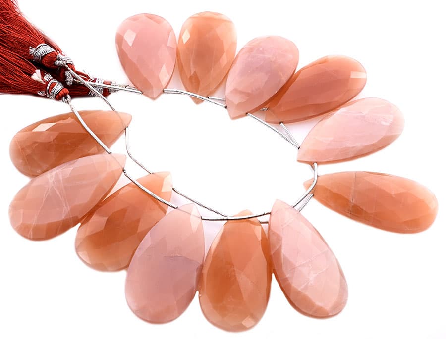 Peach Moonstone 24x45mm Faceted Pear, additional view