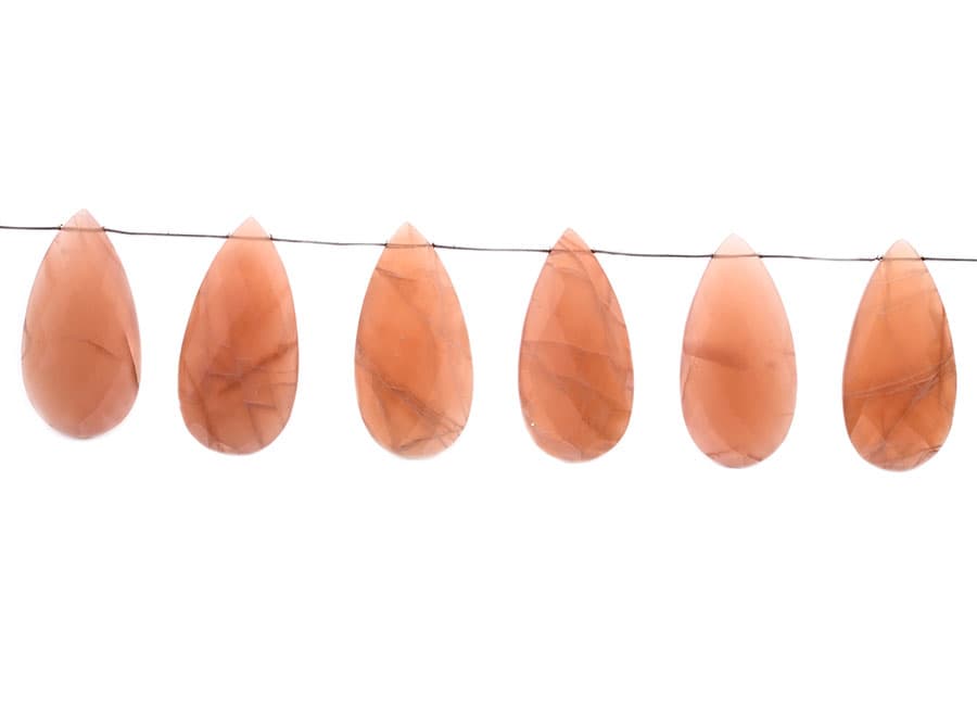 Peach Moonstone 24x45mm Faceted Pear, additional view