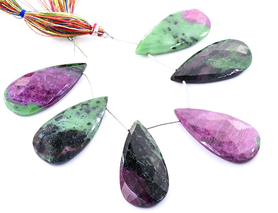Ruby-Ziosite 24x45mm Faceted Pear, additional view