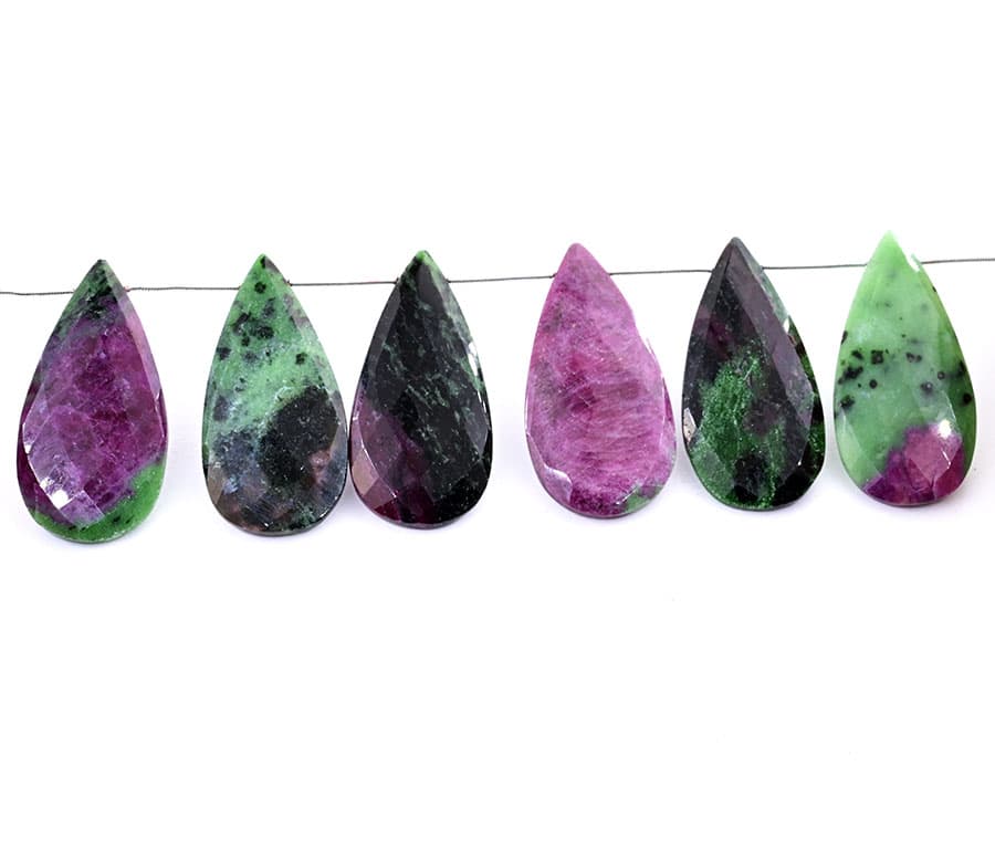 Ruby-Ziosite 24x45mm Faceted Pear, additional view