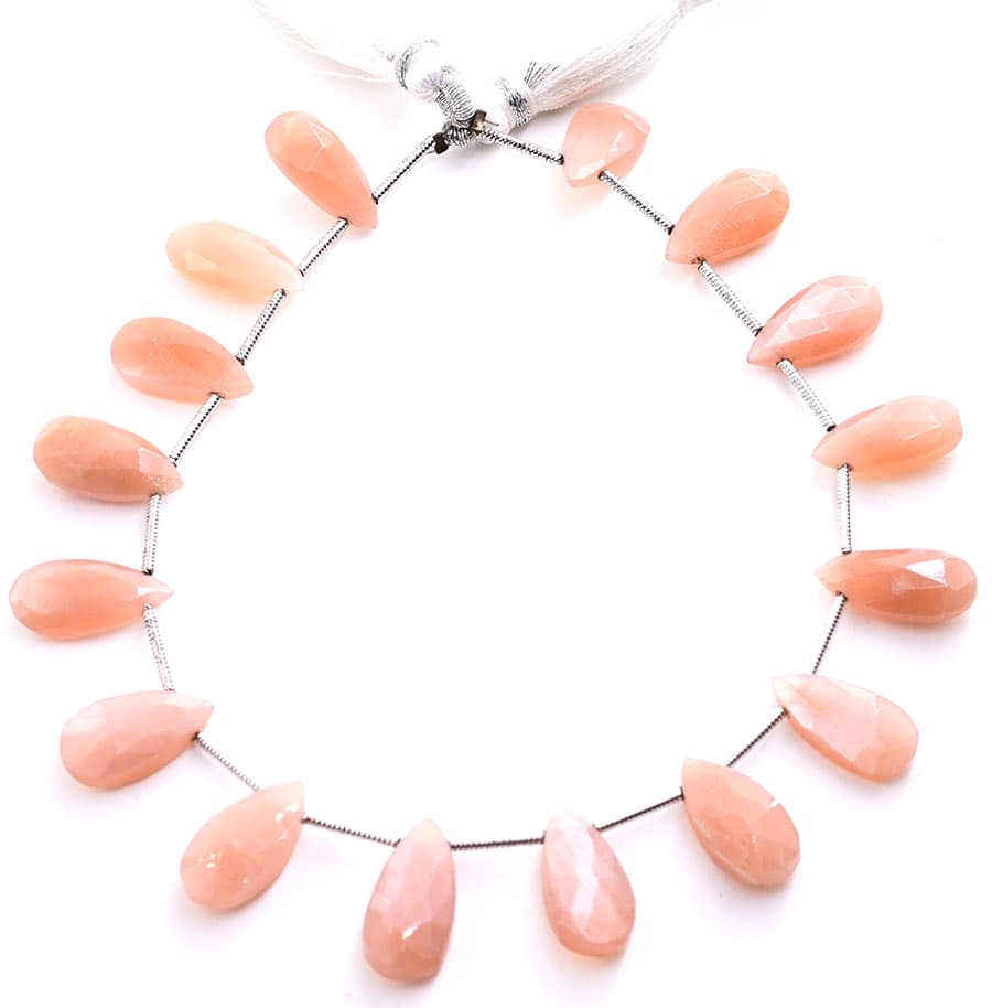 Peach Moonstone 7X15mm Faceted Pear, additional view