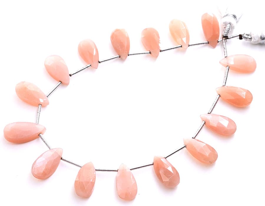 Peach Moonstone 7X15mm Faceted Pear, additional view