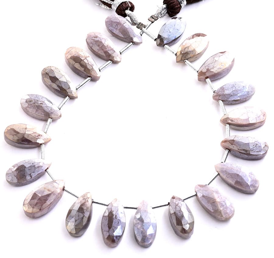 Chocolate Moonstone Coated 7X15mm Faceted Pear, additional view
