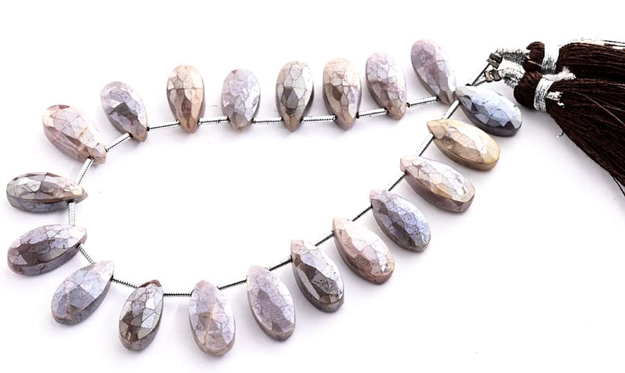 Chocolate Moonstone Coated 7X15mm Faceted Pear, additional view