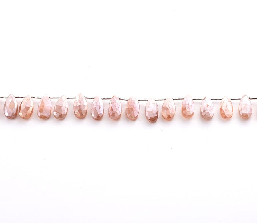 Peach Moonstone Coated 7X15mm Faceted Pear, additional view
