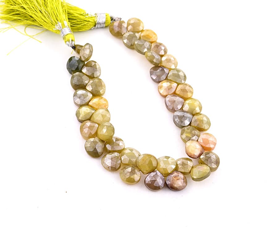 Green Gold Moonstone 9mm Faceted Heart (Calibrated), additional view
