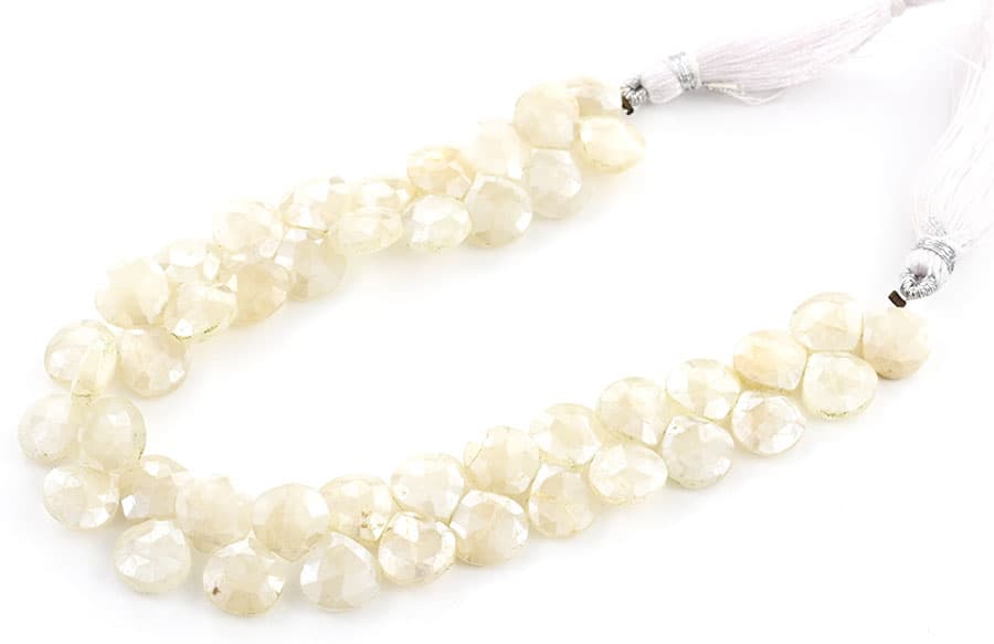 White Silverite 9mm Faceted Heart (Calibrated), additional view