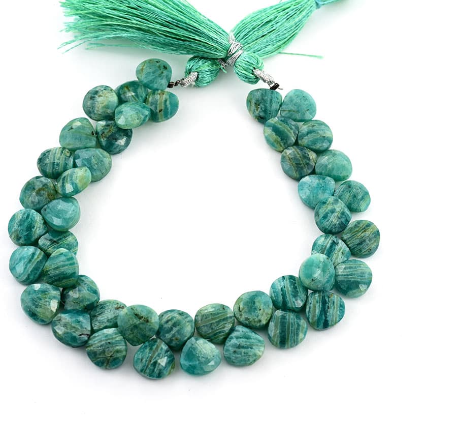 Russian Amazonite 9mm Faceted Heart (Calibrated), additional view