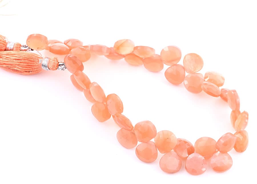 Peach Moonstone 9mm Faceted Heart (Calibrated), additional view