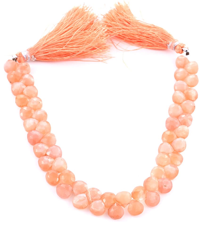Peach Moonstone 7mm Faceted Heart (Calibrated), additional view