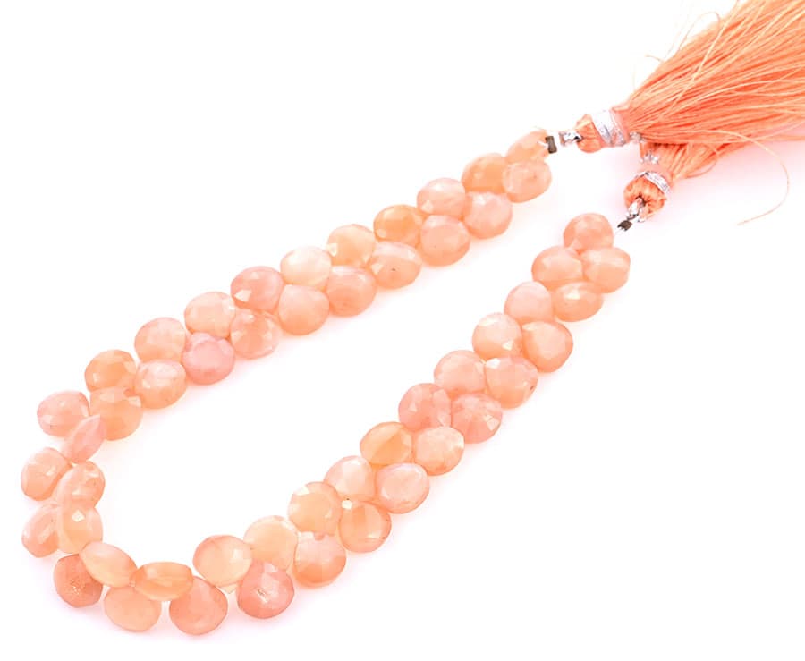 Peach Moonstone 7mm Faceted Heart (Calibrated), additional view