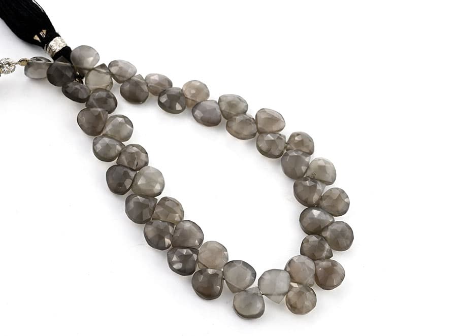 Gray Moonstone 7mm Faceted Heart (Calibrated), additional view