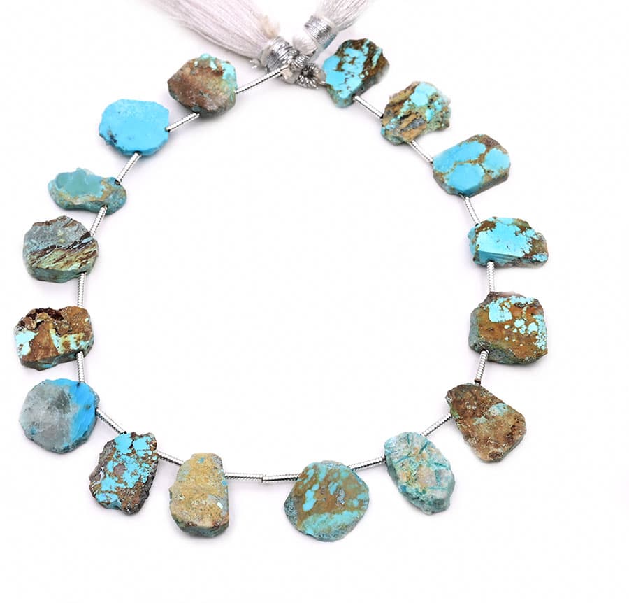 Natural Raw Turquoise 7x9mm Organic Cut Slice, additional view