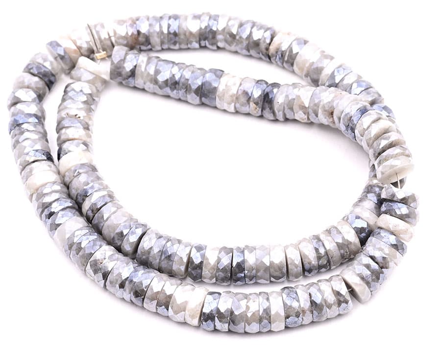 Gray Silverite 7x9mm Faceted Heishi, additional view